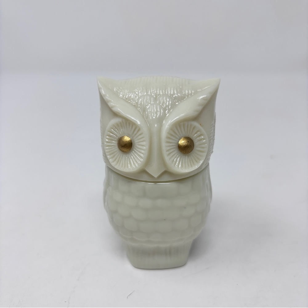 Avon Collectible Cream Ceramic Owl Figurine jar